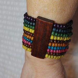 🇨🇦3 For $20🇨🇦Bohemian Colourful Woode  Bead Multi Strand Stretch Bracelet